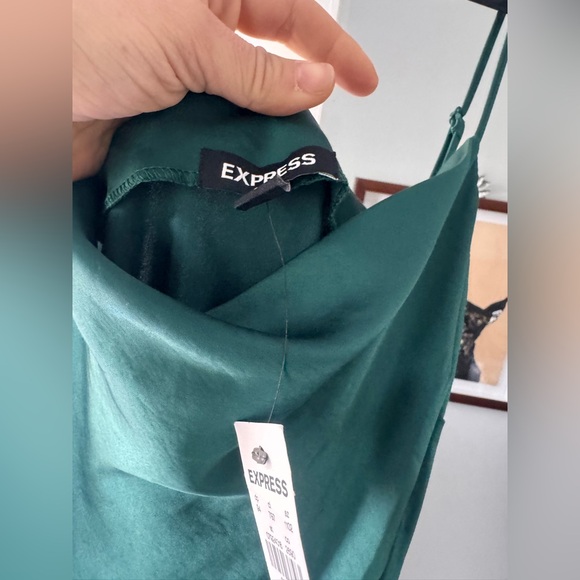 NWT Express Forest Satin Slip Green Midi Dress - Picture 6 of 10
